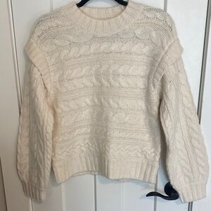 Unsubscribed Elegant Cream Cable Knit 68% Alpaca Sweater